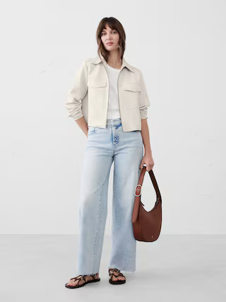 Vegan Suede Cropped Jacket | Banana Republic Factory