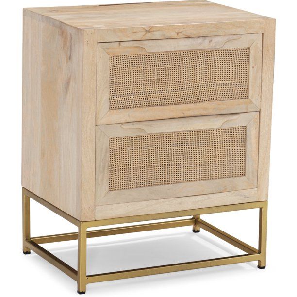 Janie 2-Drawer Rattan Cabinet, Natural and Gold - Walmart.com | Walmart (US)