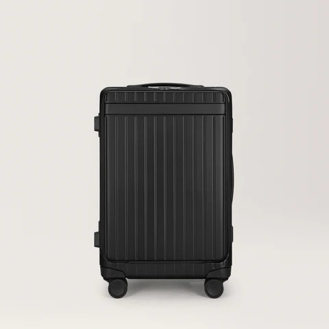 Front pocket Carry-on Luggage - Hard case in Polycarbonate and Aluminium - Black | Carl Friedrik