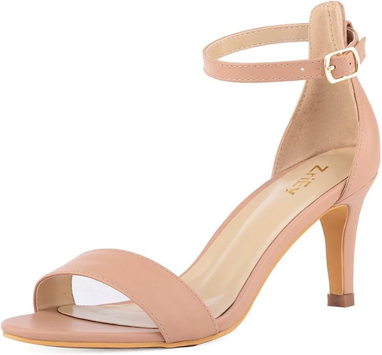 ZriEy Women's Heeled Sandals 4 Inches Open Toe Stiletto High Heels Ankle Strap Fashion Bridal Par... | Amazon (US)