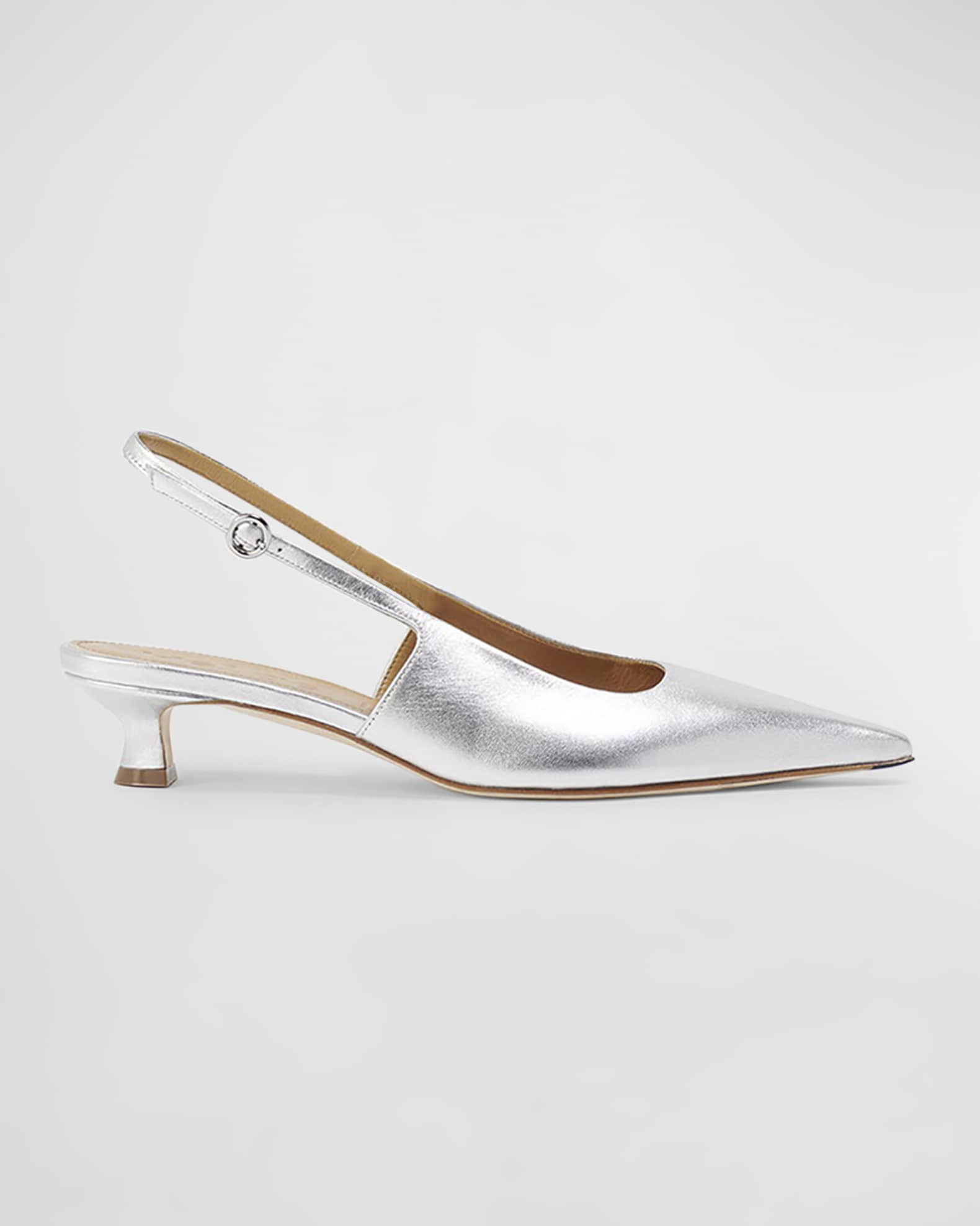 Catrina Metallic Kitten-Heel Slingback Pumps | Neiman Marcus