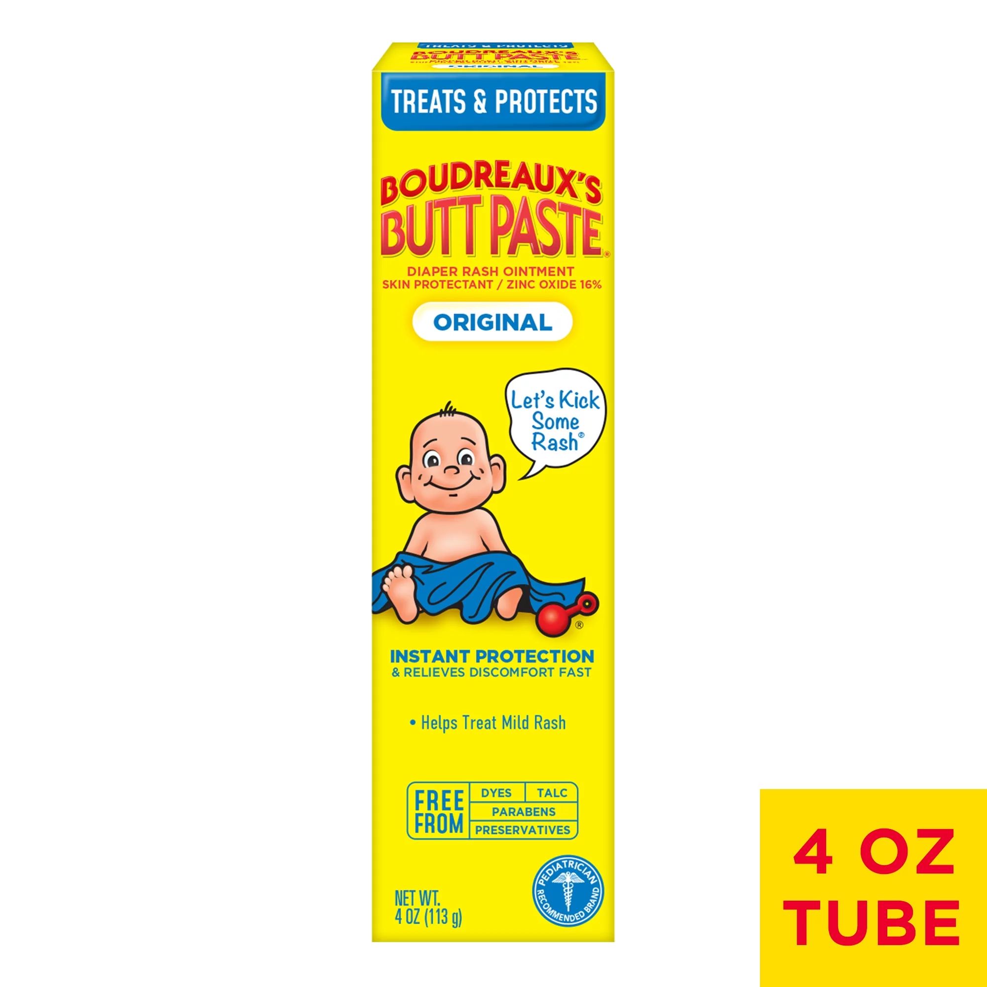 Boudreaux's Butt Paste Original Diaper Rash Cream, Ointment for Baby, 4 oz Tube | Walmart (US)