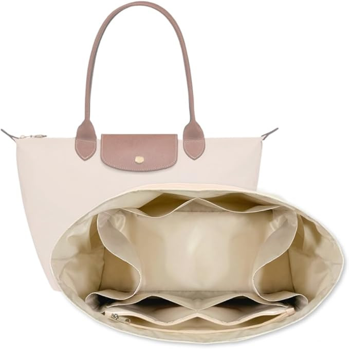 Waterproof Premium Nylon Purse Organizer Insert for Longchamp Le Pliage Tote Bag (Beige, Large) | Amazon (US)
