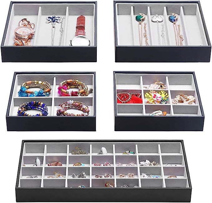 Magic Stackable Jewelry Trays Closet Dresser Drawer Organizer for Accessories, Gadgets & Cosmetic... | Amazon (US)