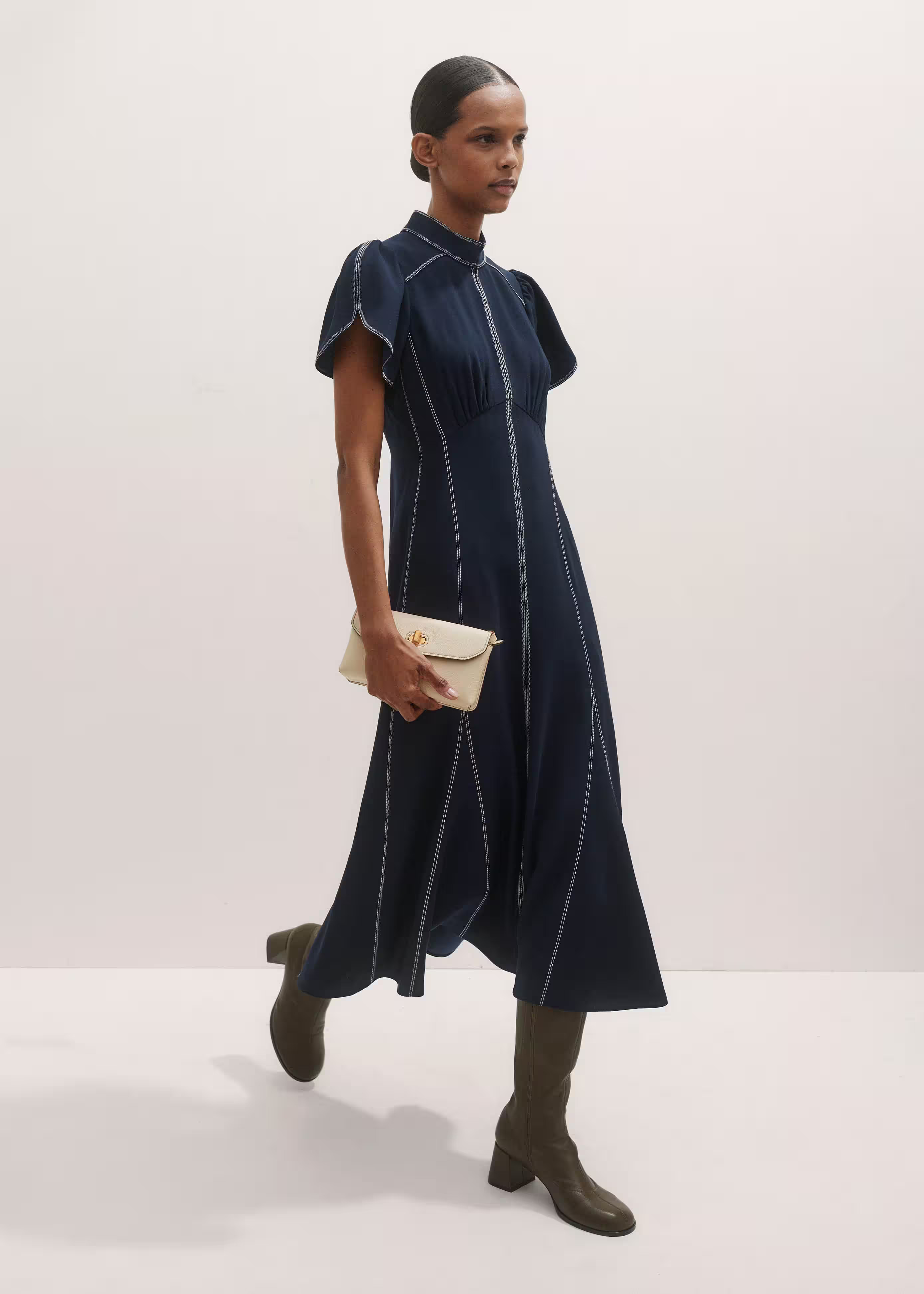 Stitch Midi Dress Fluid Crepe | ME+EM US