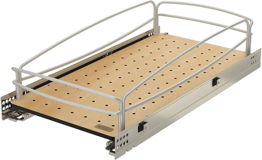 Rev-A-Shelf Pull Out Kitchen Cabinet Storage Organizer with Solid Bottom and Undermount Soft-Clos... | Amazon (US)