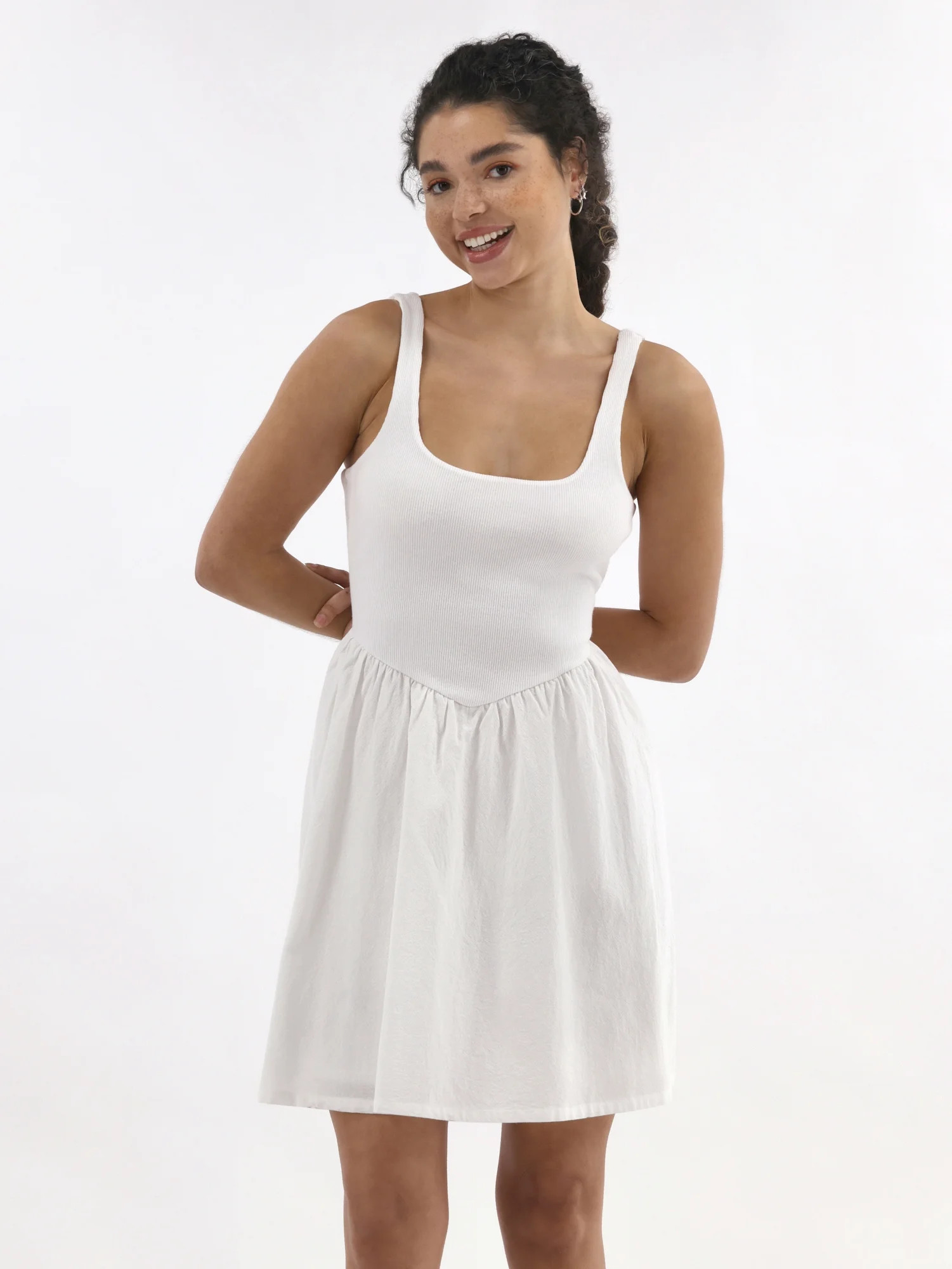 No Boundaries V Waist Mini Tank Dress, Women's and Women's Plus | Walmart (US)