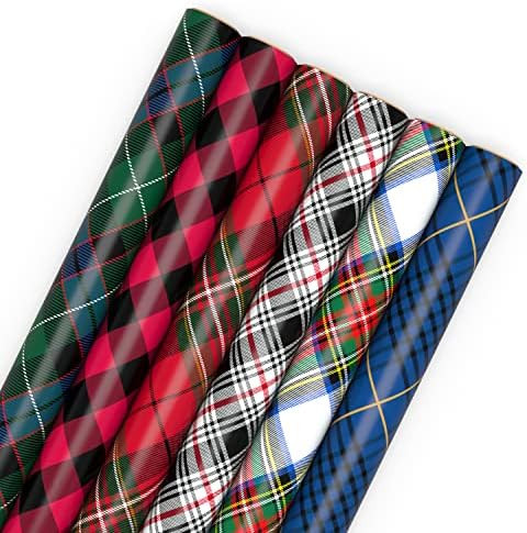 Hallmark Christmas Wrapping Paper Rolls - Black and Red Buffalo Plaid, Royal Stewart Tartan, Blue... | Amazon (US)