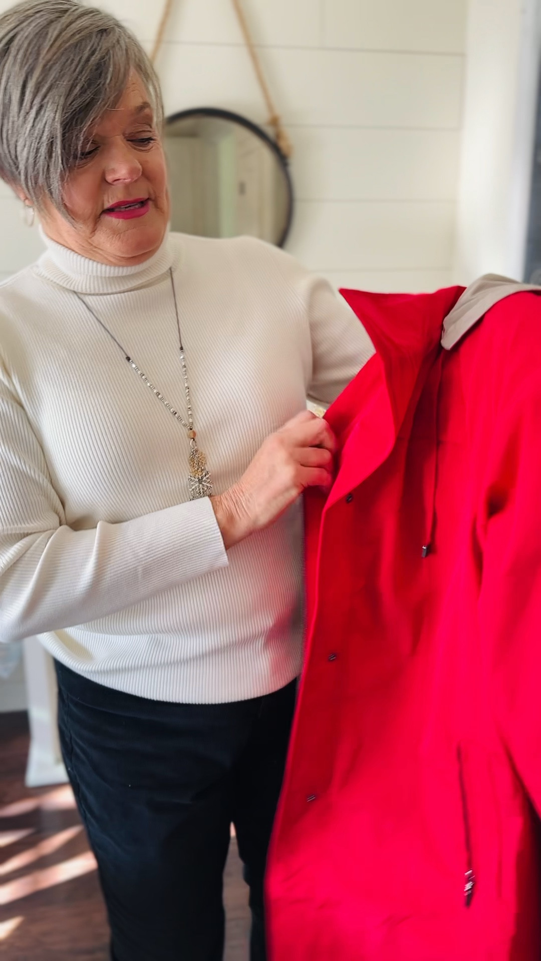 The All-Season Coat truly earns its name. 🧥✨
It has a removable lining and a removable hood — both buttoned in — so you can wear it year-round. Lightweight for spring and fall, cozy for winter… it’s one of those smart pieces that just works no matter the weather.

For the holidays, I added the prettiest red scarf sprinkled with gold snowflakes, and it instantly gives the whole look a fun, festive feel. ❤️❄️

I’ve linked the coat (and the scarf!) in my LTK so you can shop the full look.

#ltkfashion #womenover50style #coldwatercreek #winterstyle #holidayoutfits #midlifefashion #versatilewardrobe #chicover50

#LTKdayinmylife #LTKMidsize #LTKSeasonal