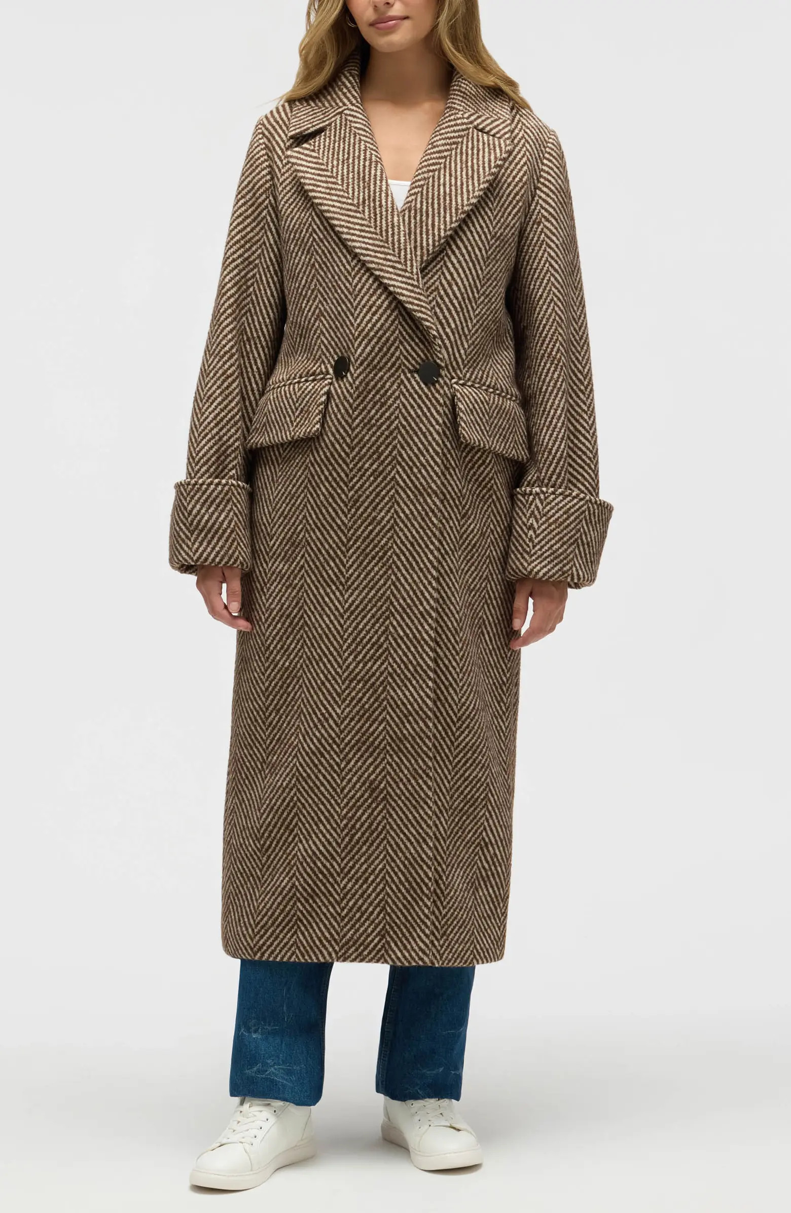 Oversize Chevron Double Breasted Coat | Nordstrom Rack