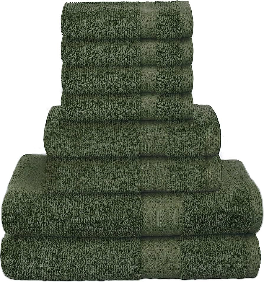 GLAMBURG Ultra Soft 8-Piece Towel Set - 100% Pure Ring spun Cotton, Contains 2 Oversized Bath Tow... | Amazon (US)