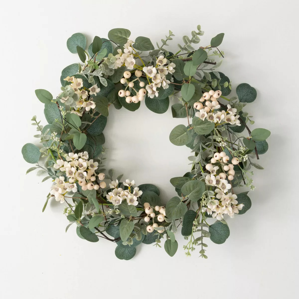 Sullivans Artificial 20" Eucalyptus & Waxflower Wreath | Target