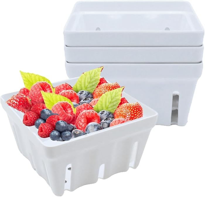 4 Pack Berry Basket, Melamine Berry Bowl With Holes, Square Kitchen Fruit Colander for Counter, 5... | Amazon (US)