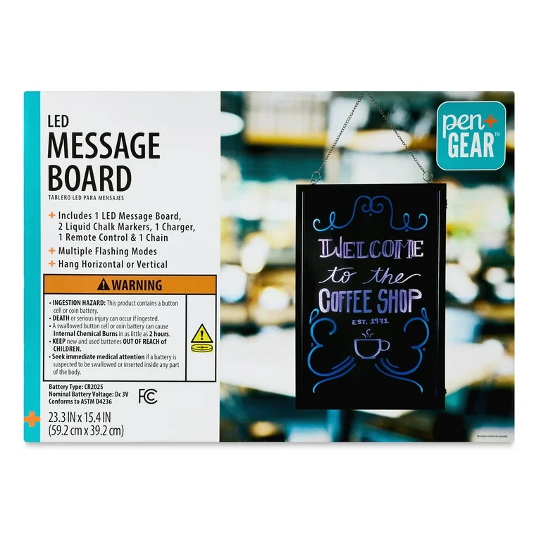 Pen+Gear LED Illuminated Message Board - 15.7" x 23.6", Vibrant Display, Multi-Mode Flashing,Vers... | Walmart (US)