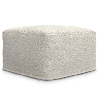 Simpli Home Chantal Contemporary Square Pouf in Ivory Boucle AXCPF-85-VRY - The Home Depot | The Home Depot