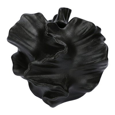 REGALWOVEN Modern Round Ceramic Vase for Home Decor - Aesthetic Ribbed Sphere Vase 5.7"L x 5.7"W x 5"H Black | Target