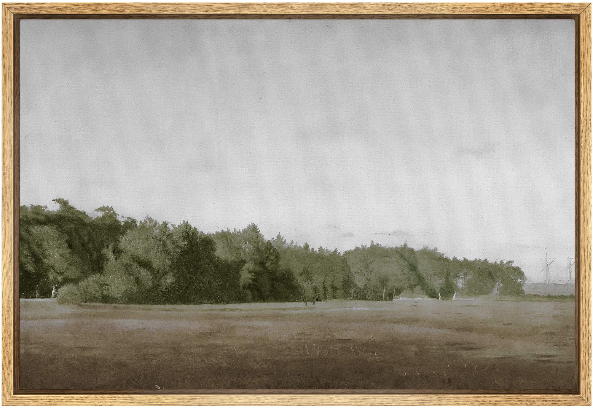 SIGNFORD Framed Canvas Wall Art Brown Meadow with Green Forest Landscape Wilderness Oil Painting Imp | Amazon (US)