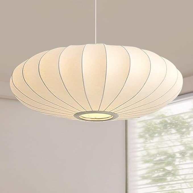 23.6in Lantern Pendant Light, 3-Light Imitation Silk White Bubble Pendant Lighting Fixture, Hangi... | Amazon (US)