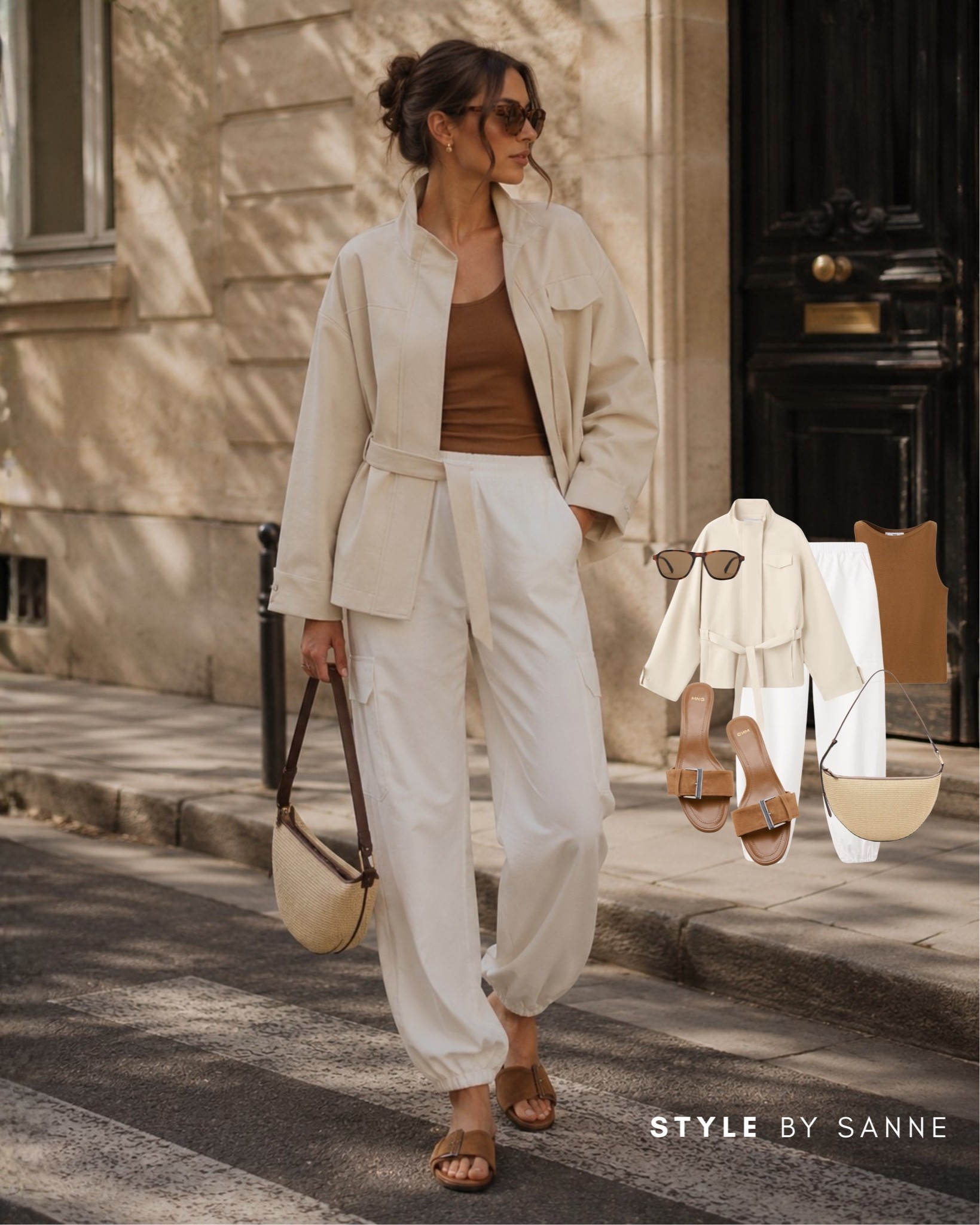 Soft cream tones paired with warm caramel accents create a clean and elevated summer look. The relaxed silhouette feels effortless, while the minimal sandals and woven bag add a refined holiday-inspired touch.🤍🤌🏼

#LTKspring #LTKworkwear #LTKstyletip