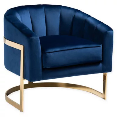 Baxton Studio® Velvet Upholstered Gracelyn Chair in Blue/gold | Bed Bath & Beyond