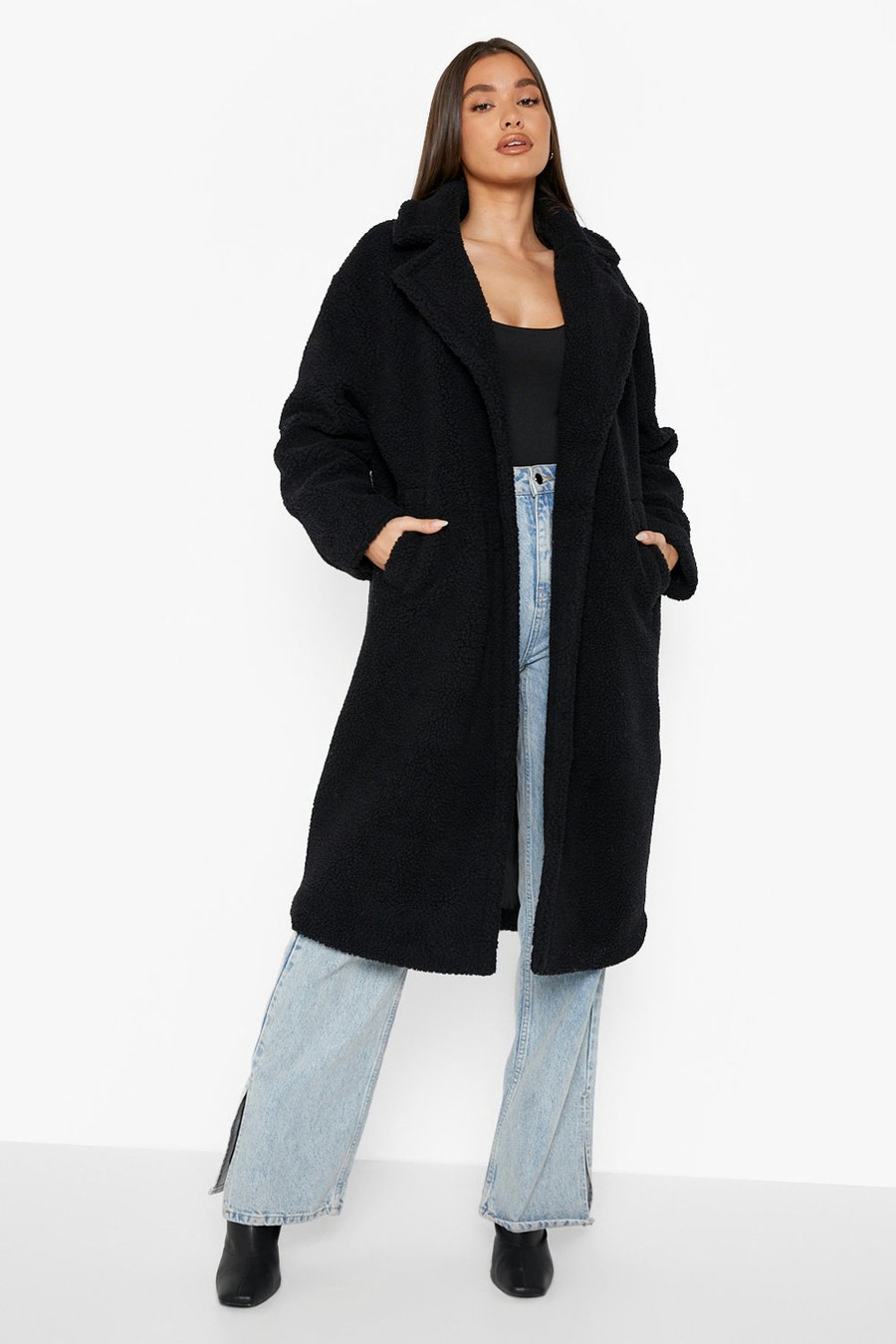 Recycled Oversized Faux Fur Coat | Boohoo.com (US & CA)