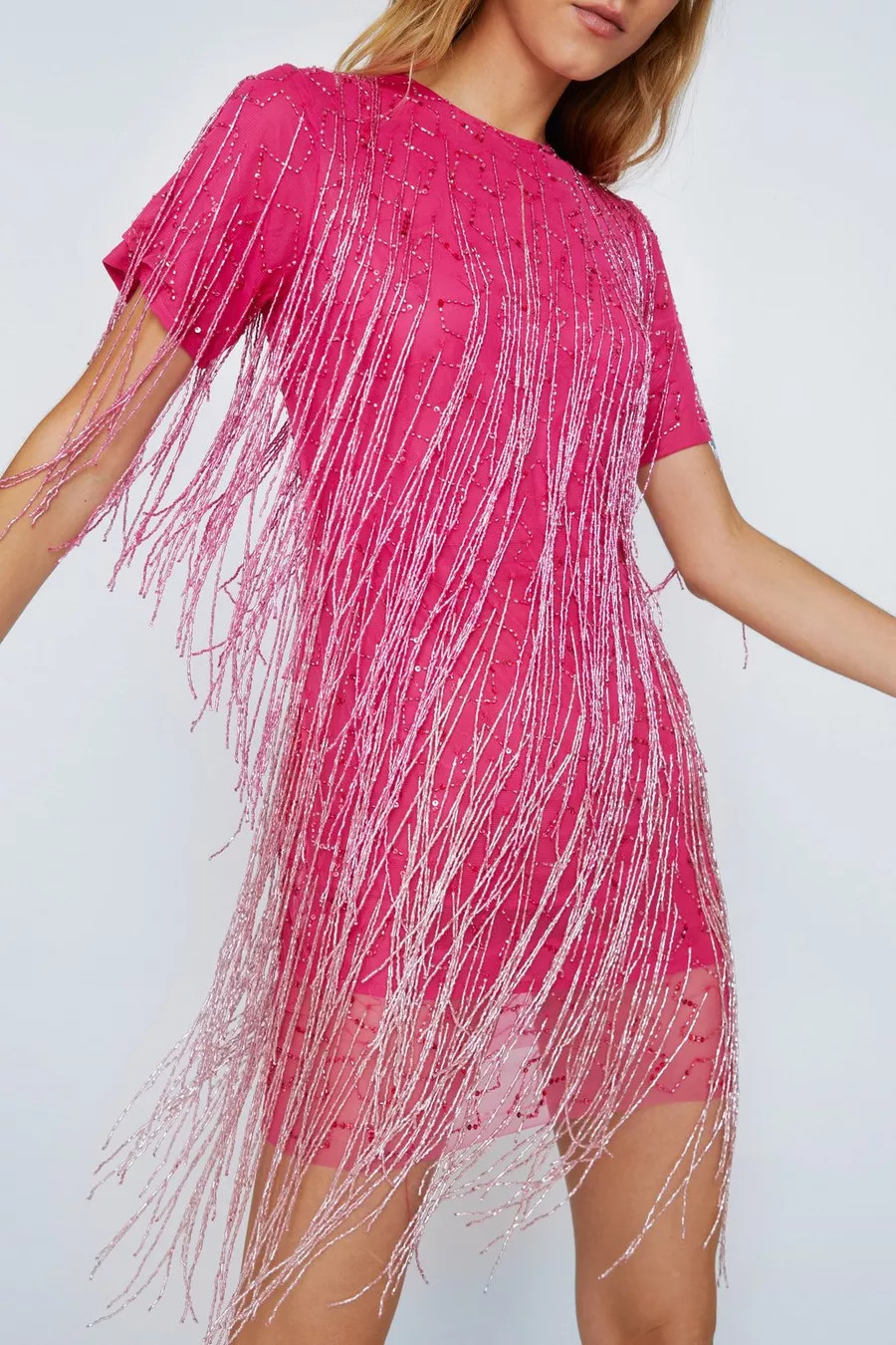 Tassel Beaded Mini Shift Dress | Nasty Gal US