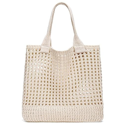 CATMICOO Crochet Beach Bag Tote: Small Knit Bag Summer Shoulder Bag for Vacation | Amazon (US)