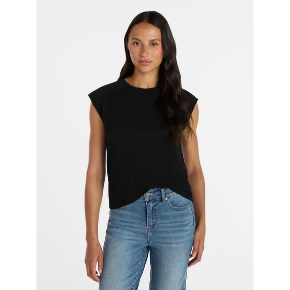 Time and Tru Women's Muscle Tank Top with Piped Trim, Sizes XS-XXXL | Walmart (US)
