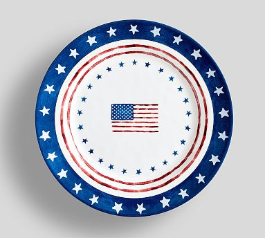 Cabana Americana Bunting Outdoor Melamine Salad Plates - Set of 4 | Pottery Barn (US)