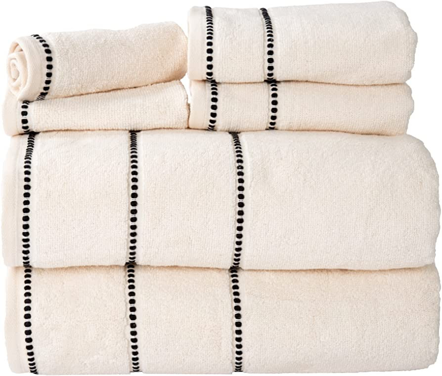 Luxury Cotton Towel Set- Quick Dry, Zero Twist and Soft 6 Piece Set With 2 Bath Towels, 2 Hand To... | Amazon (US)
