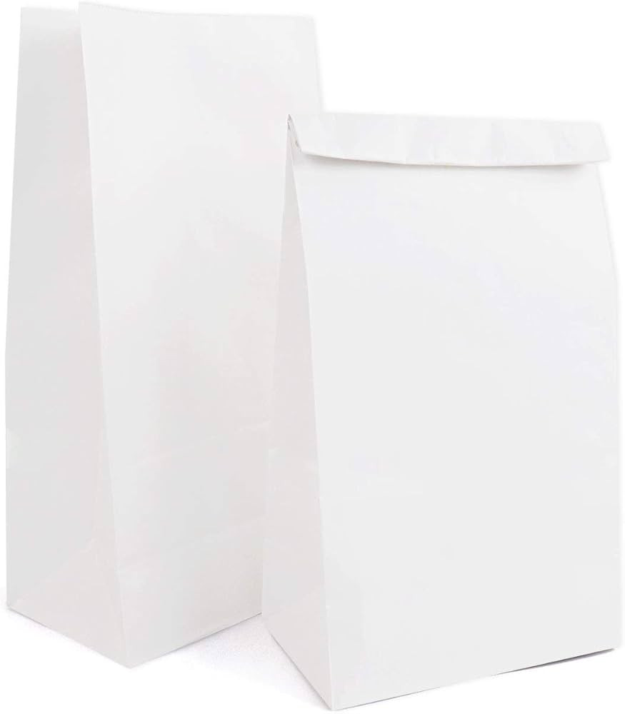 Paper Lunch Bags, Kslong 50pcs White Paper Bag 6Lb 6.1x3.9x11.8" Durable Kraft bags Grocery Bag B... | Amazon (US)