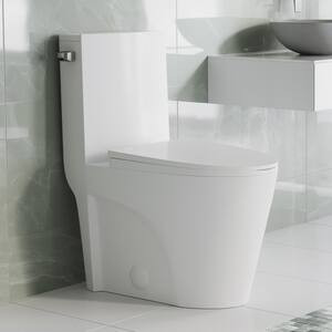 St. Tropez 1-Piece 1.28 GPF Single Flush Elongated Toilet in White Glossy | The Home Depot