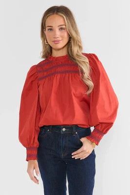 Taylor Rust Smocked Detail Top | Avara