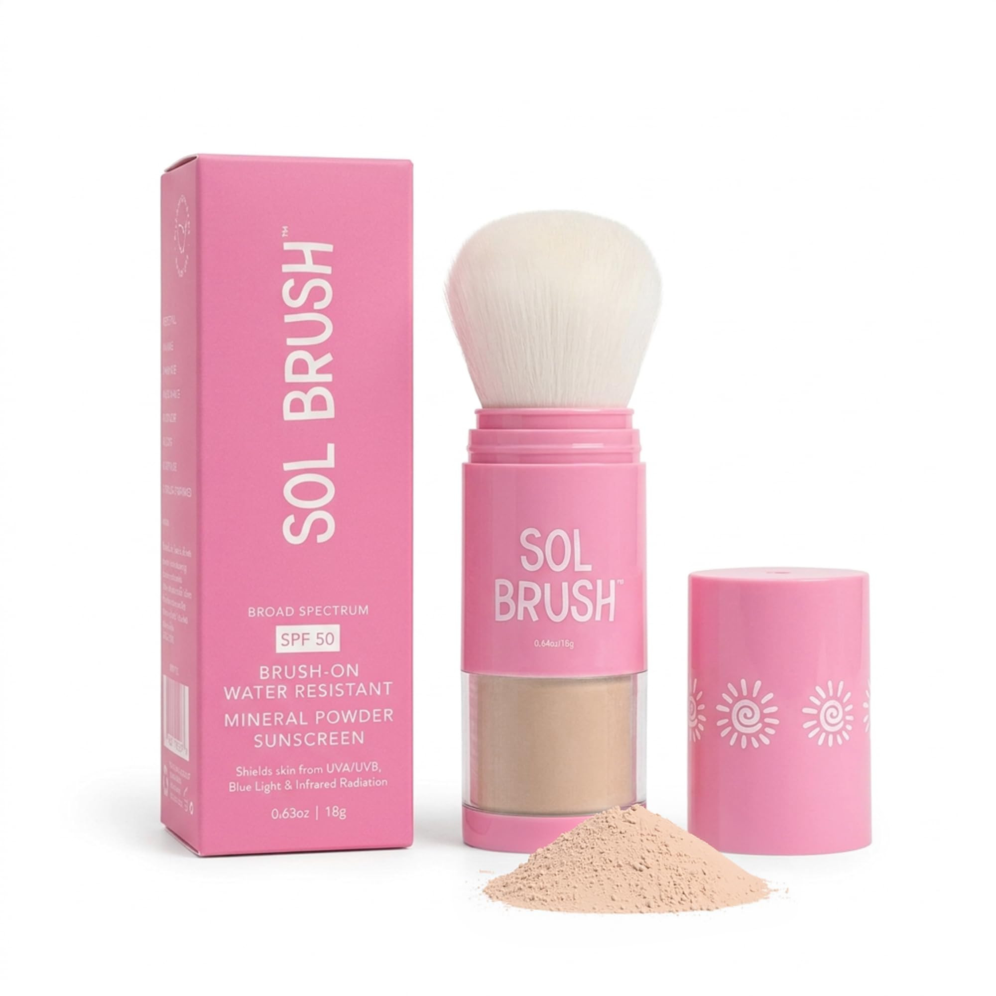 SPF 50 Mineral Sunscreen Powder, Broad Spectrum UVA/UVB Protection Sunscreen, Mess Free Brush On ... | Amazon (US)