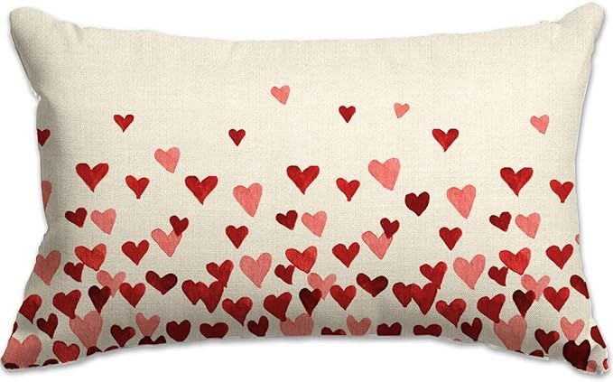 JXZYGMD Valentines Day Pillow Covers 12x20 Pink Heart Love Pattern Throw Pillow Cover Decorations... | Amazon (US)