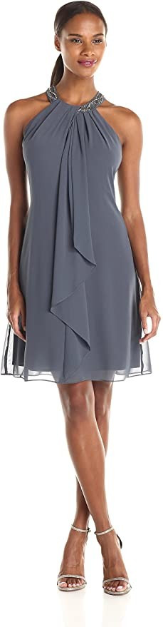 S.L. Fashions Women's Jewel Neck Sheath Dress Petite and Regular | Amazon (US)