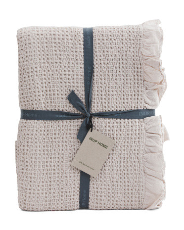 Made In Portugal Waffle Ruffle Coverlet | TJ Maxx