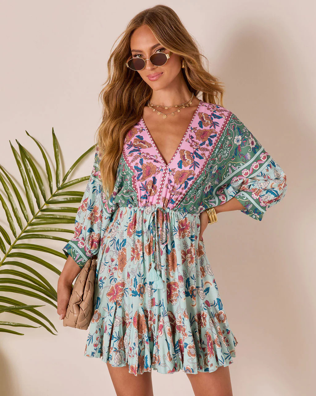 Skylar Floral Tassel Tie Mini Dress | VICI