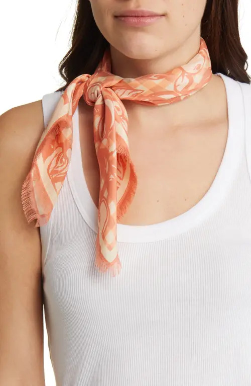 Treasure & Bond Print Square Silk Scarf in Orange Orchard Gingham at Nordstrom | Nordstrom
