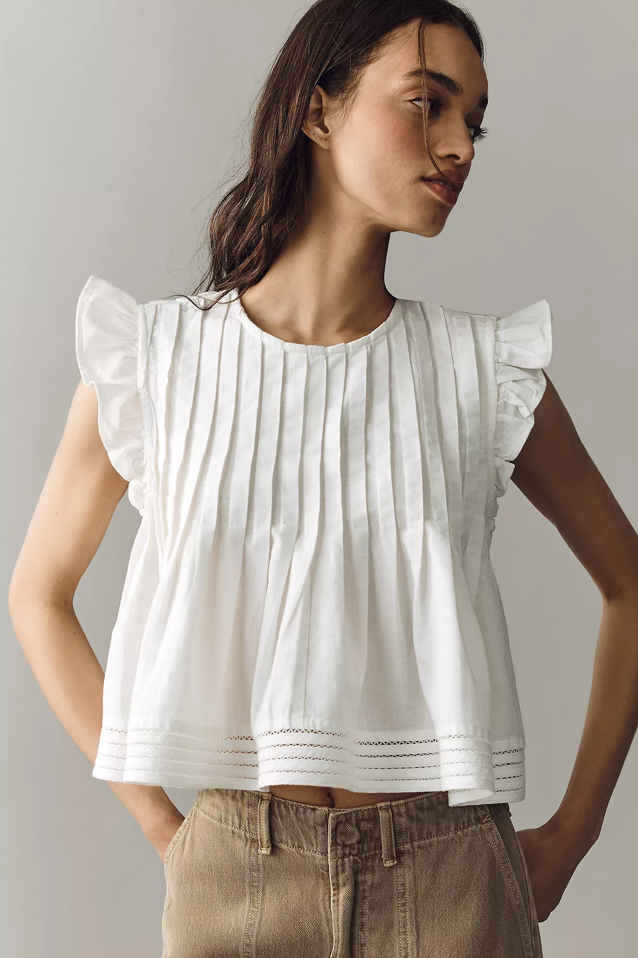 Pilcro Jade Cotton Linen Blouse | Anthropologie (US)