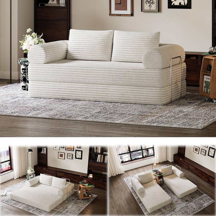 Novilla 75" Convertible Futon Sofa Bed, Boneless Couch with Smarts Coil® Support & High-Density ... | Amazon (US)