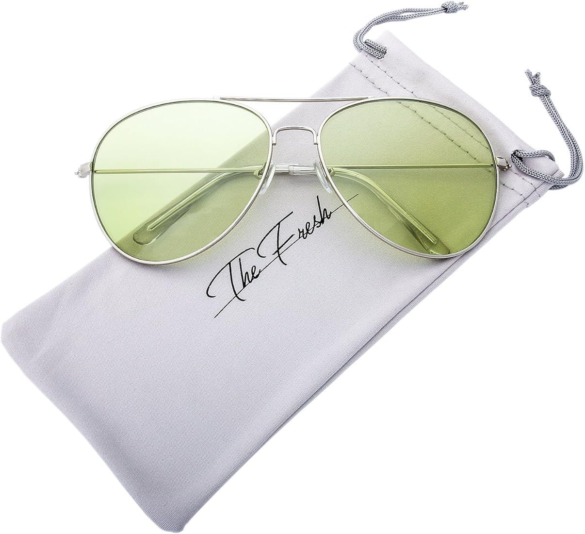 The Fresh Classic Aviator Frame Light Color Lens XL Oversized Sunglasses Gift Box | Amazon (US)