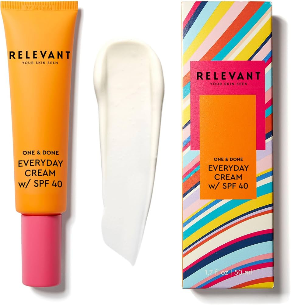 RELEVANT 4-in-1 Daily Face Moisturizer with SPF 40 Mineral Sunscreen, Serum & Primer - Clean, Lig... | Amazon (US)