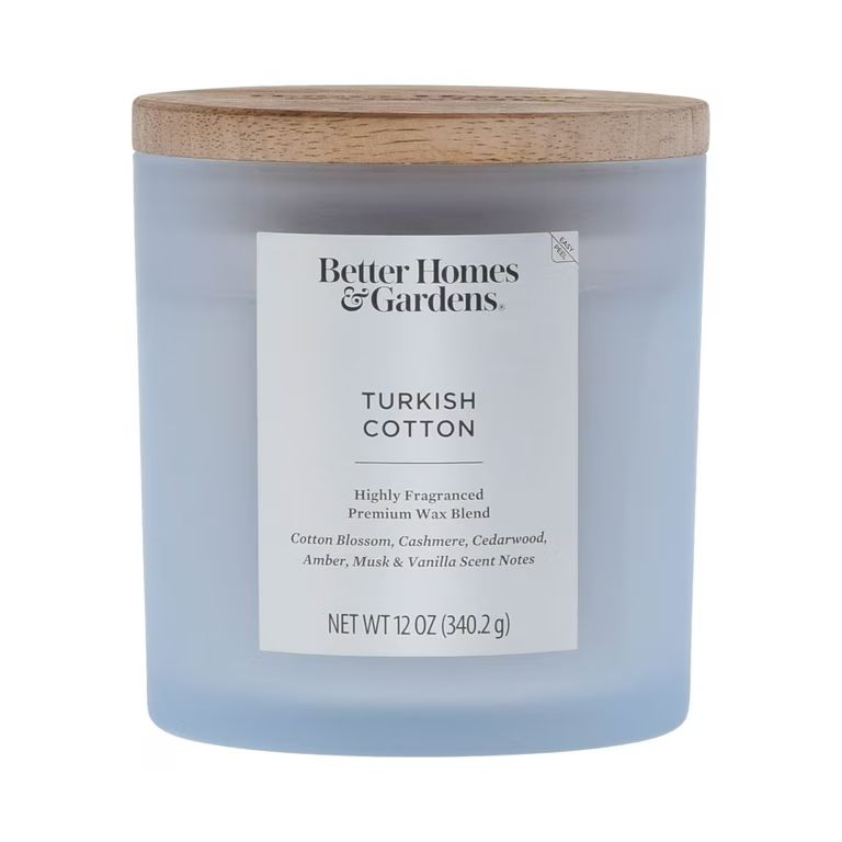 Better Homes & Gardens 12oz Turkish Cotton Scented 2-Wick Frosted Jar Candle | Walmart (US)