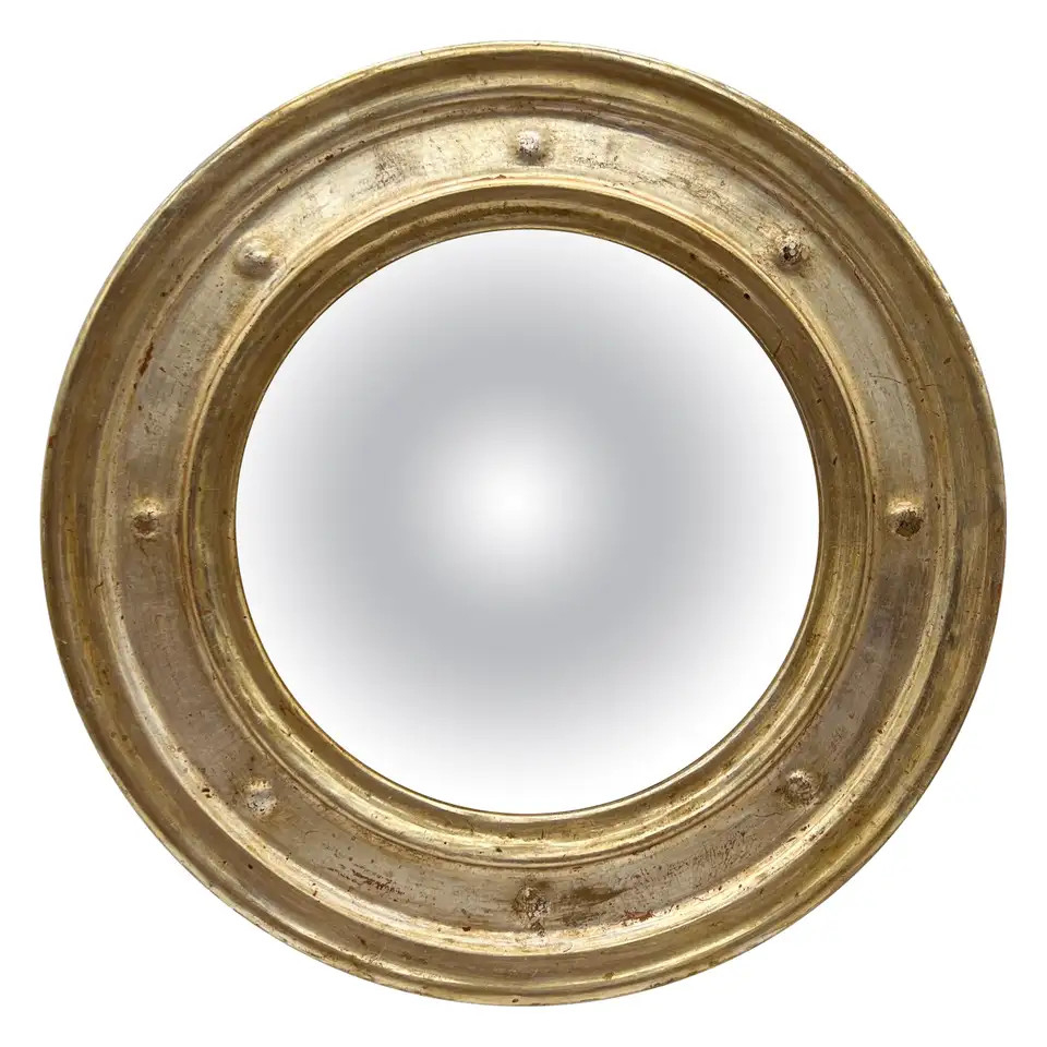 Italian Federal Style Silver Gilt Convex Wall Mirror | 1stDibs