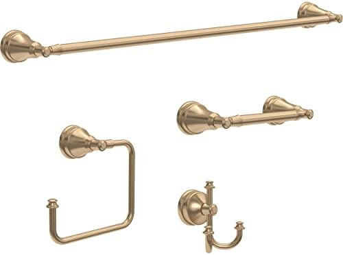 Delta Mylan 4-Piece Bathroom Set Champagne Bronze 18" Towel Rack, Toilet Paper Holder, Hand Towel... | Amazon (US)