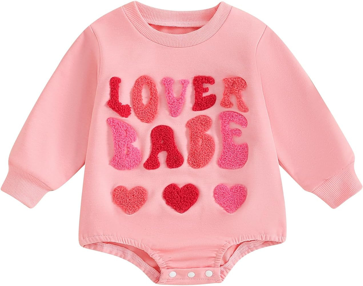 Socutebabe Baby Girl Boy Valentines Day Outfit Cute Heart Sweatshirts Bubble Romper Onesie Valent... | Amazon (US)