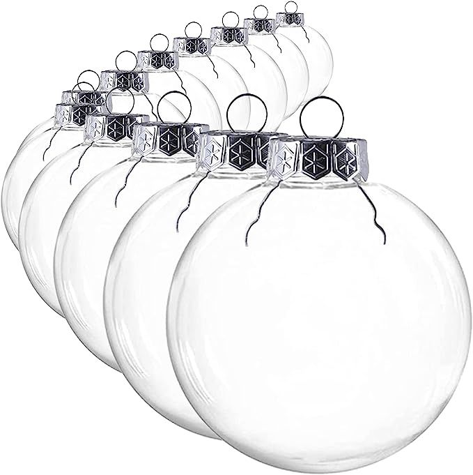 WANTELFOR Clear Plastic Ornament Balls,DIY Fillable Christmas Ornaments Balls,Clear Plastic Ornam... | Amazon (US)