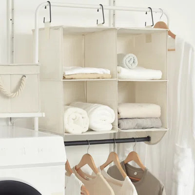 Hanging Closet Organizer with Metal Rod, Multi-Section Hanging Storage Shelves | Wayfair North America