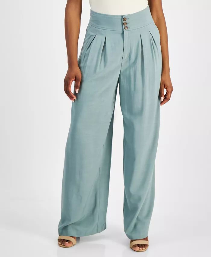 Petite High Rise Pleat-Front Wide Leg Pants, Created for Macy's | Macy's